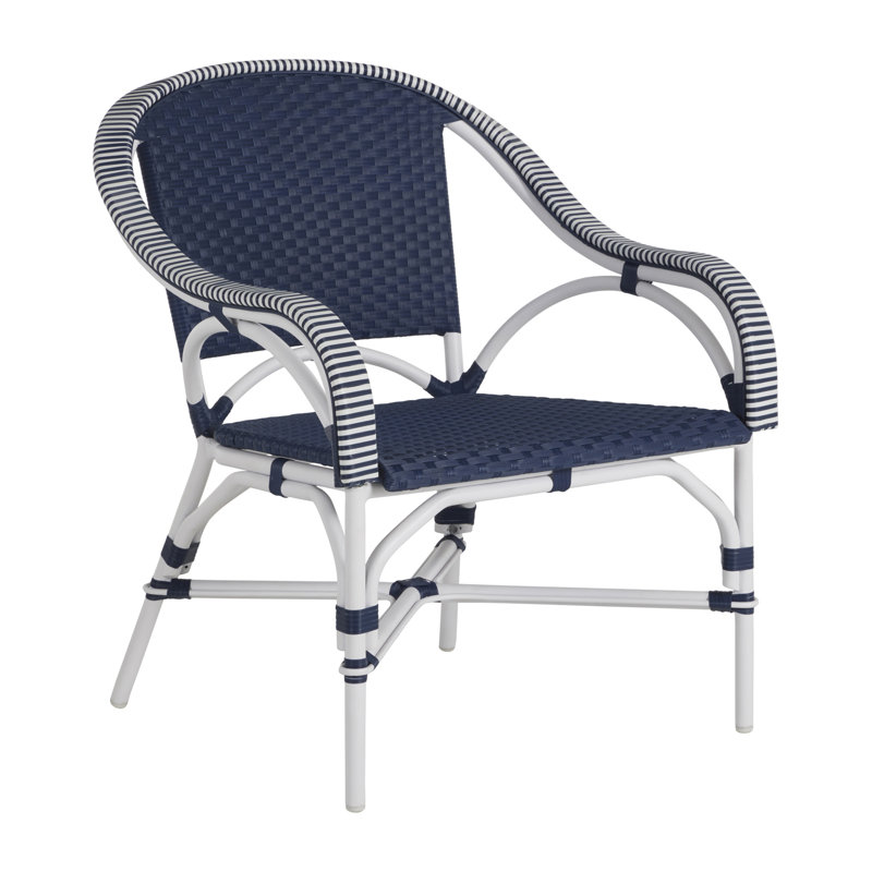 Savoy Patio Chair with Cushions, No Welt, Rollo Chambray, Chalk/White/Navy