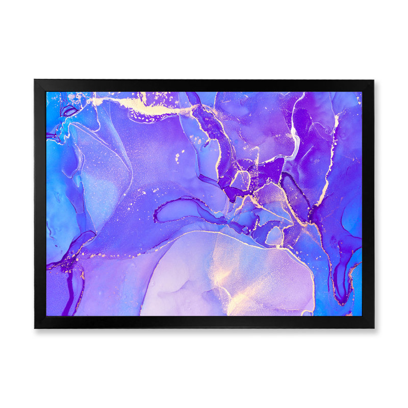 «Mauve et bleu» fuchsia liquide, art - impression sur toile, H 30 po x l 40 po, Toile avec cadre de coin noir fermé