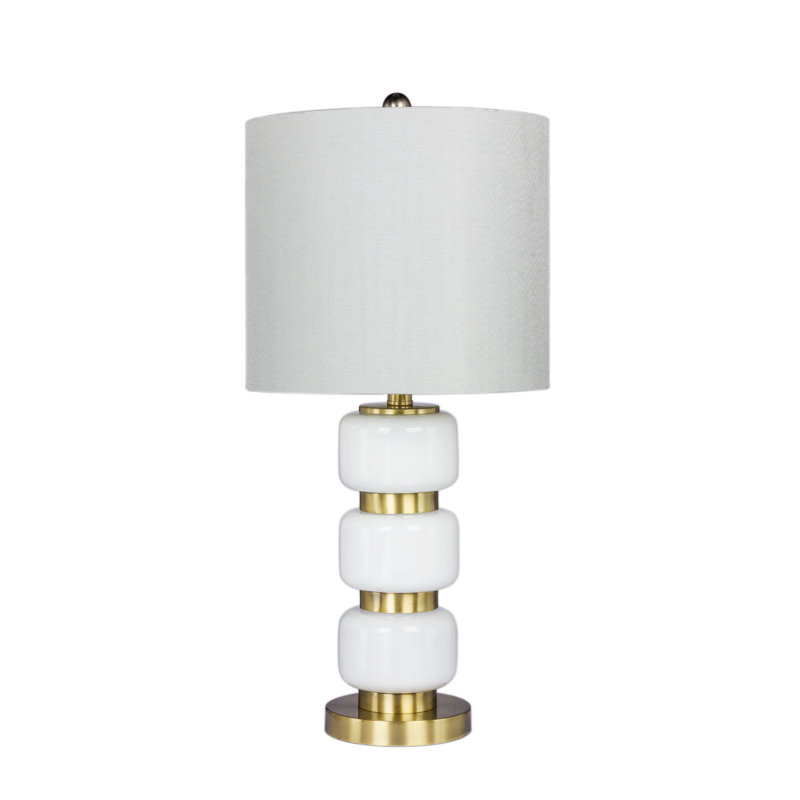 Rosati Table Lamp, Antique Brass/White Glass