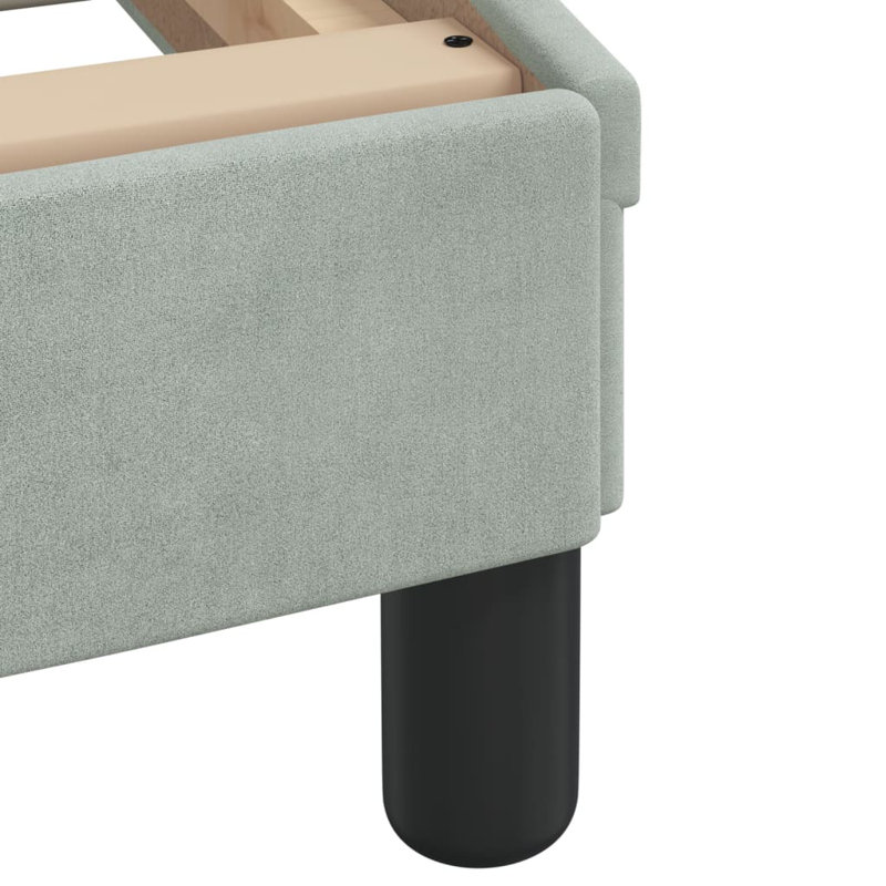 Bed Frame with LED without Mattress Hanko Light Grey 80x200 cm Velvet, Light Grey, Twin