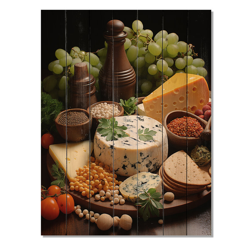 «Food Cheese Pointillism Dot I» sur bois, H 40 po x l 30 po x P 0,78 po