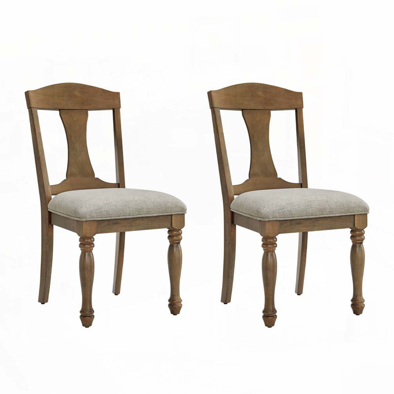 Wooden Frame Upholstered Dining Chairs set of 2, White Oak