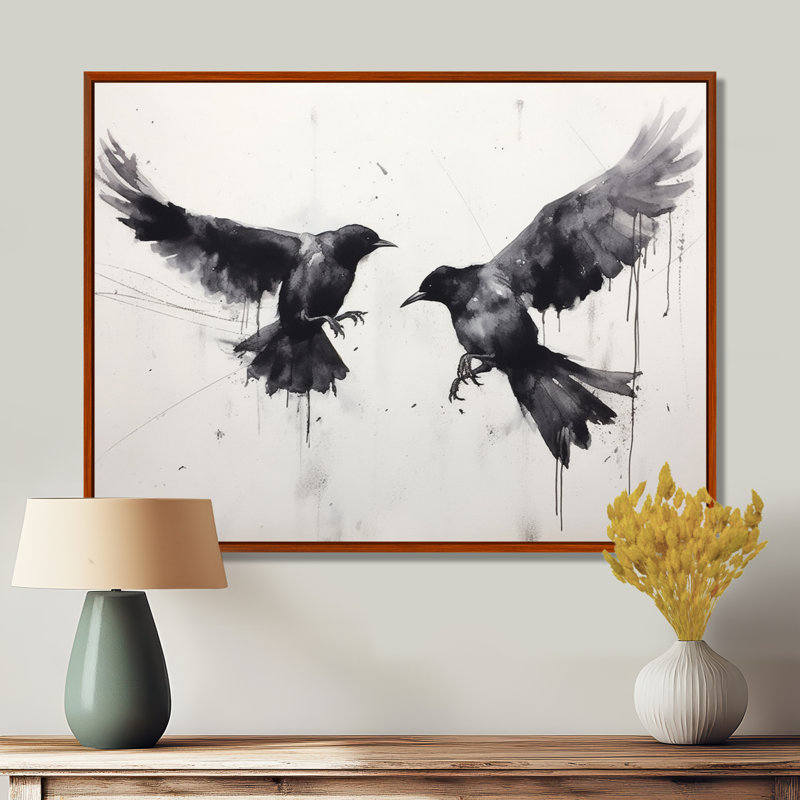 Impression sur toile, corbeau mystique - Mystic Ravens I, H 30 po x l 40 po x P 1,5 po, Cadre flottant brun