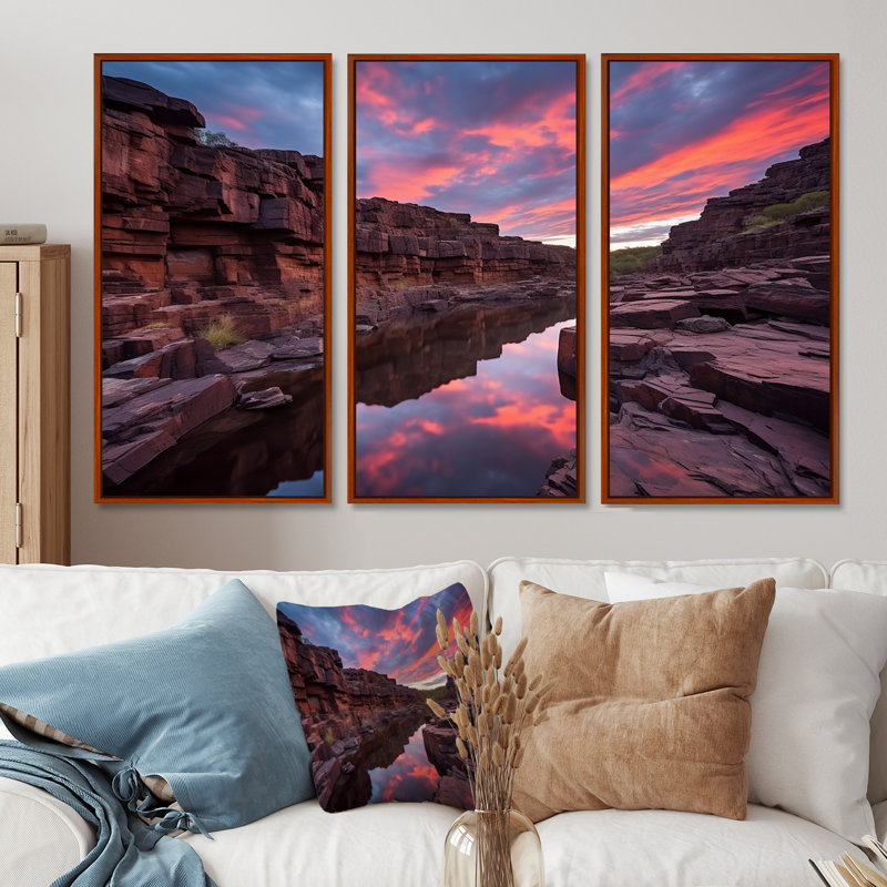 Cazares - Ensemble d'art mural Canyon, H 40 po x l 60 po x P 1 po, Cadre flottant brun