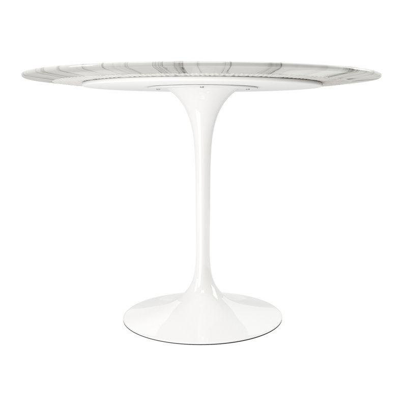Table de salle à manger 40 po, White Marble/White