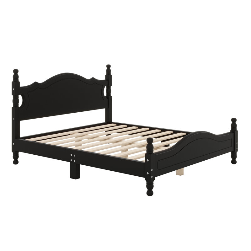 Base de lit plateforme en bois, Noir