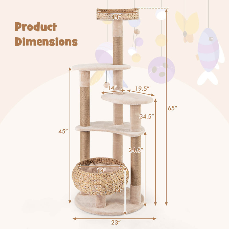Tour à chat Tucker Murphy Pet ™ 65 po avec poteaux à griffer en jute