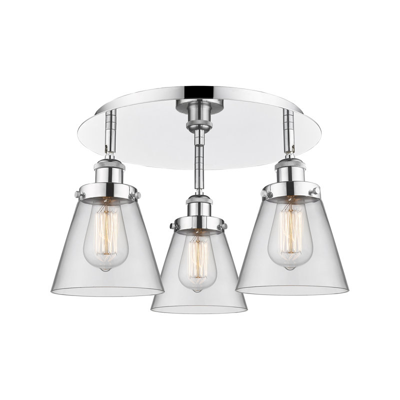 Plafonnier encastré 3 lumières Cone, Clair, Chrome poli