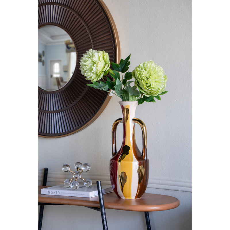 Vase courbé en céramique avec poignées