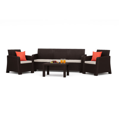  GrandSpace 4-Piece Outdoor Sofa Conversation Set, Espresso