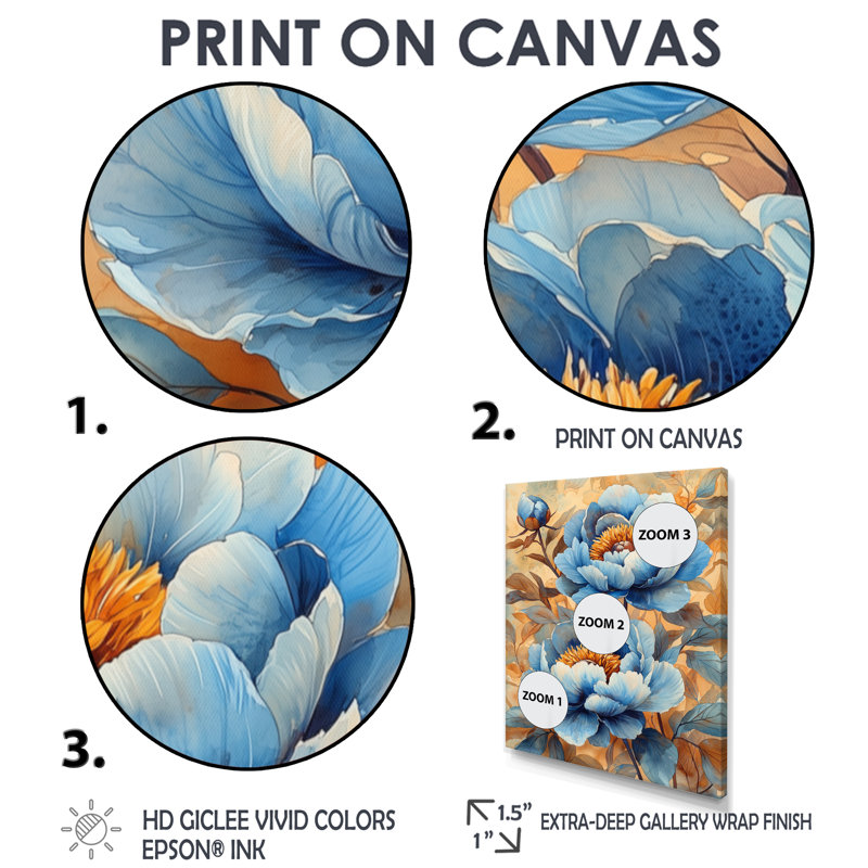 Bainum - impressions sur toile florales, Argent argent, H 20 po x l 12 po, Reproduction encadrée d'une seule photo