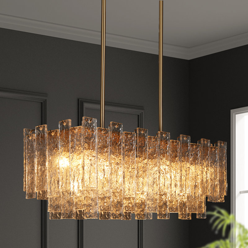 Kethe 7 - Light 31"W Dimmable Rectangle Chandelier