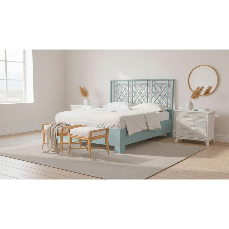 Malacca Upholstered Bench, Orange Slice