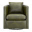 Fauteuil d'appoint cylindrique à fonction rotative - vert recouvert de cuir synthétique pour patio extérieur-1194396549