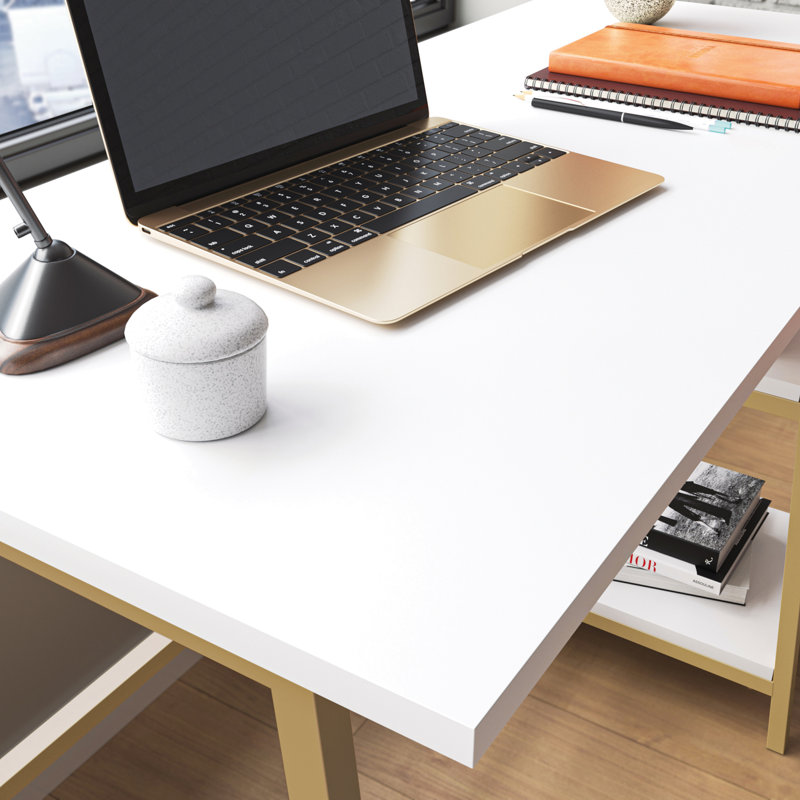 Writing Desk, White/Gold