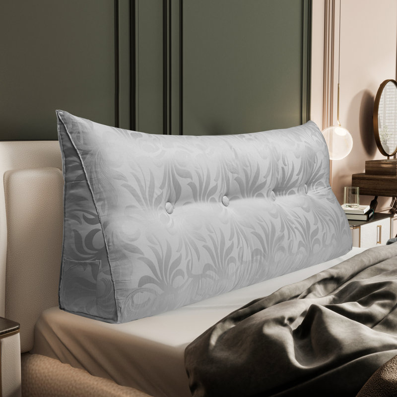 180cm Curved Headboard Pillow, 50cm H x 140cm W, Silver