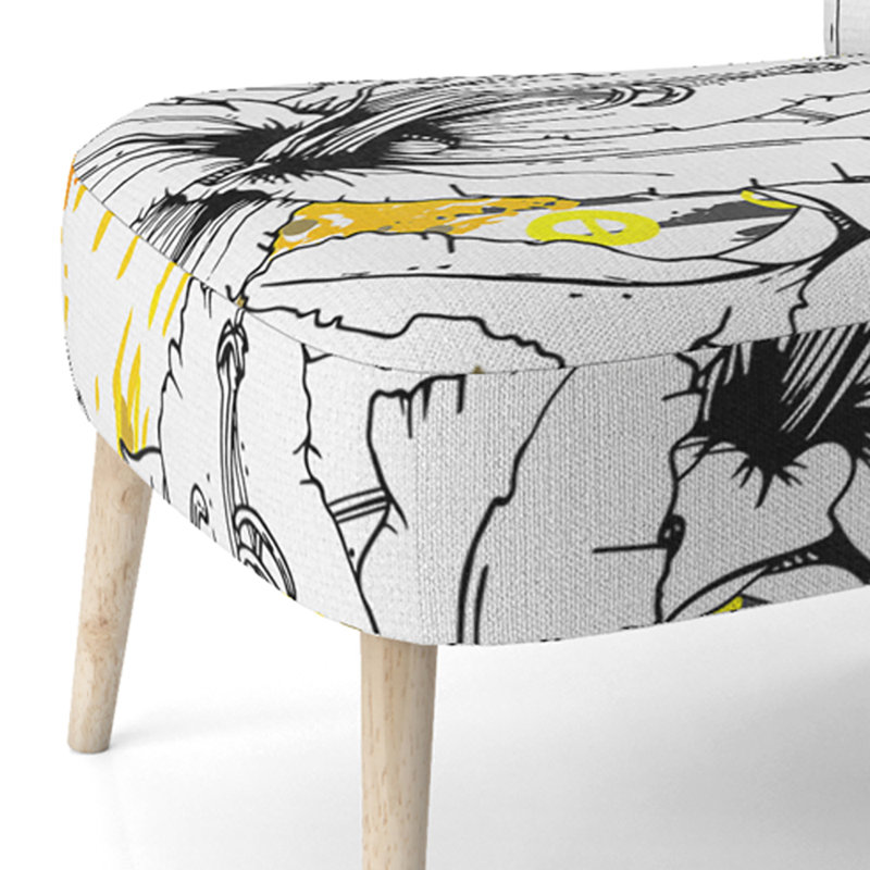 Chaise d'appoint rembourrée Black and White Artistic