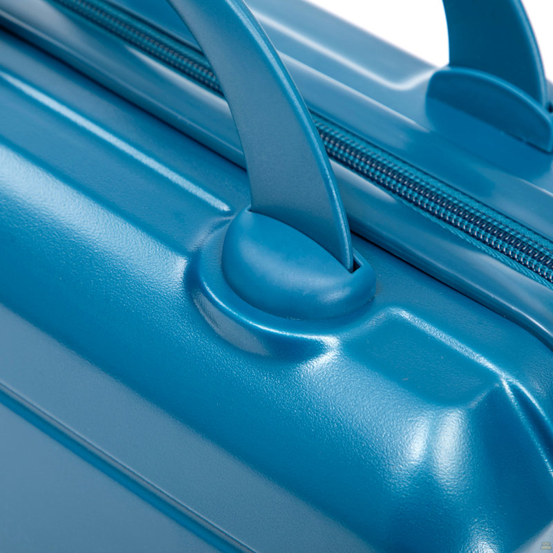 14 "/ 20" 2 pièces / ensemble dans un bagage à roulettes en ABS, avec serrure à combinaison, étui à cosmétiques 14 "(bleu foncé)
