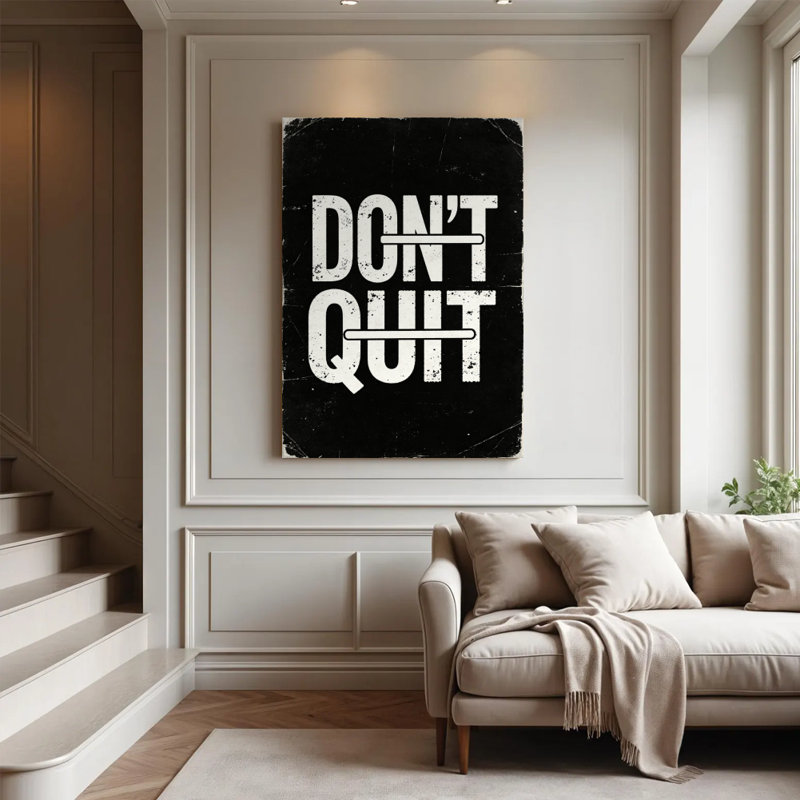 Tableau sur toile « Ne quittez pas » en caractères gras sans serif, 61 x 91 cm (24 x 36 pouces), impression galerie, typographie noire et blanche, décoration murale pour la maison, le bureau, la salle de sport et la chambre.