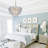 23.6" 9-Light Blue Flower Glass Chandelier
