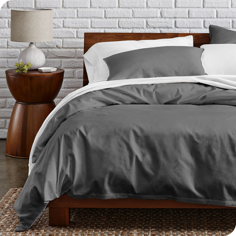 Twin/Twin XL Gray Organic Cotton Percale Duvet Cover Set