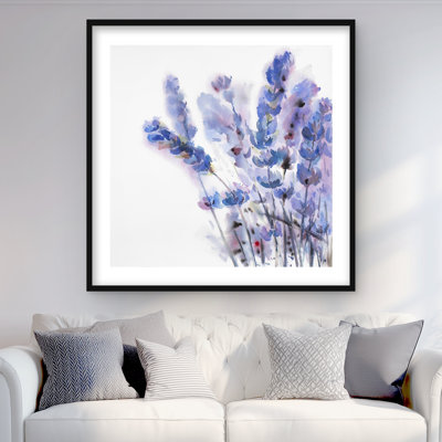 Aquarelle de fleurs de lavande - impression botanique encadrée