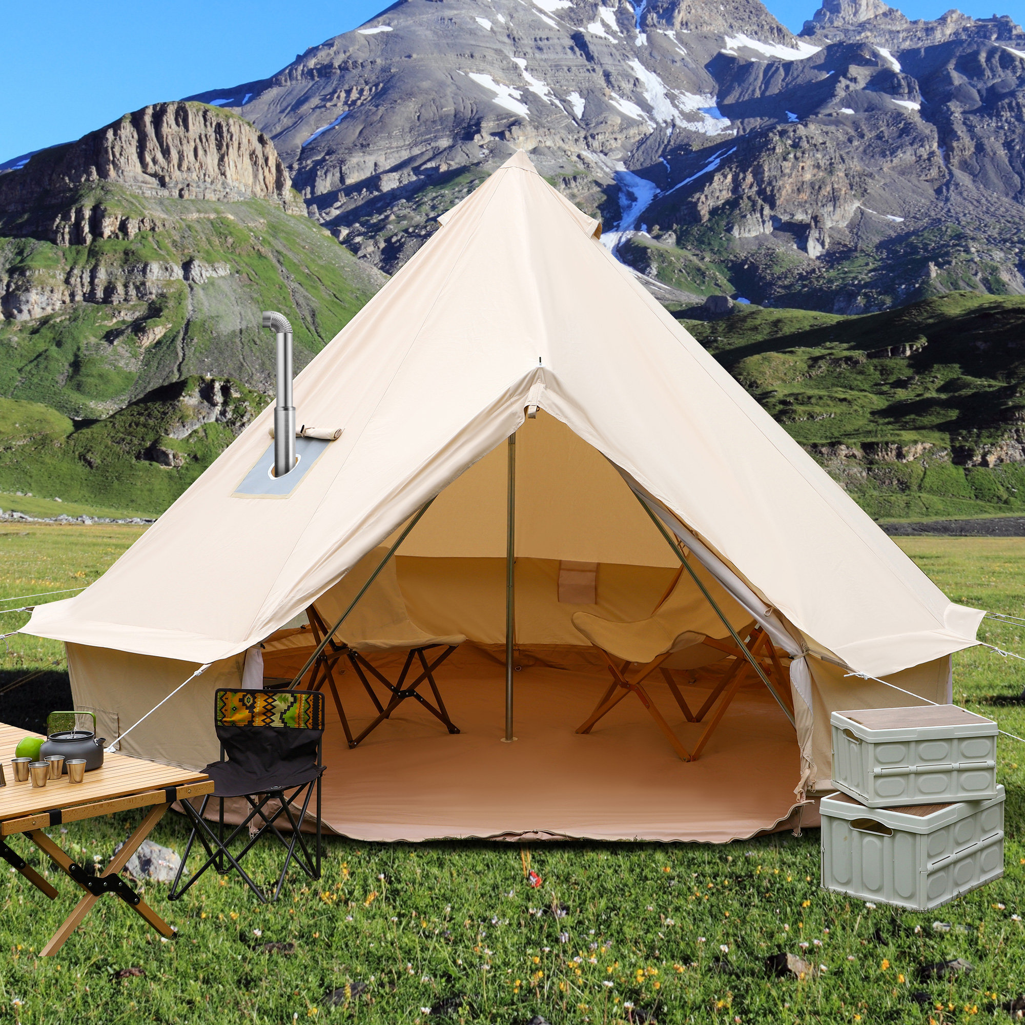 Glamping Season Canvas Tent With Stove Jack Puppywish 3m