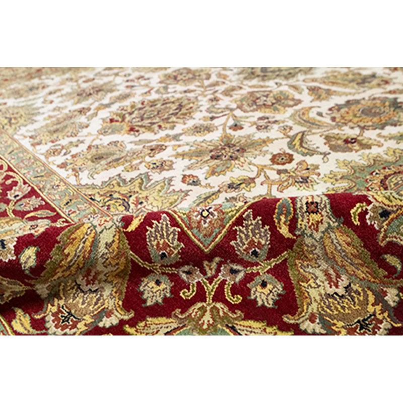 Tapis ivoire et rouge noué à la main de haute qualité