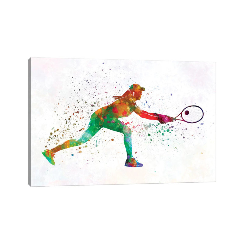 Woman Tennis Player 02 in Watercolour 1 Piece Wrapped Canvas Painting, 66.04 cm H x 45.72 cm W x 3.175 cm D