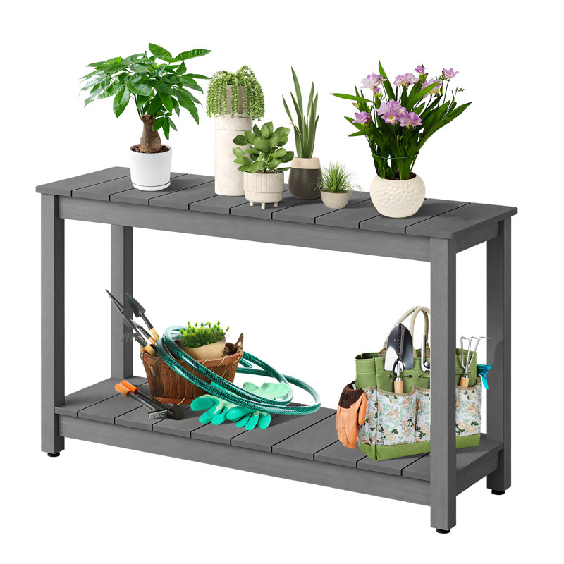 Rectangular Outdoor Side Table , 121.9cm W 40.1cm D, Grey