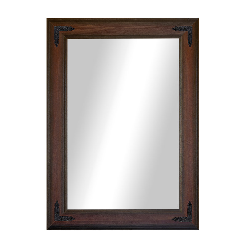Rayne Heritage Hardwood Poplar Mirror With Decorative Corner Brackets, Black Cherry, 18 x 33