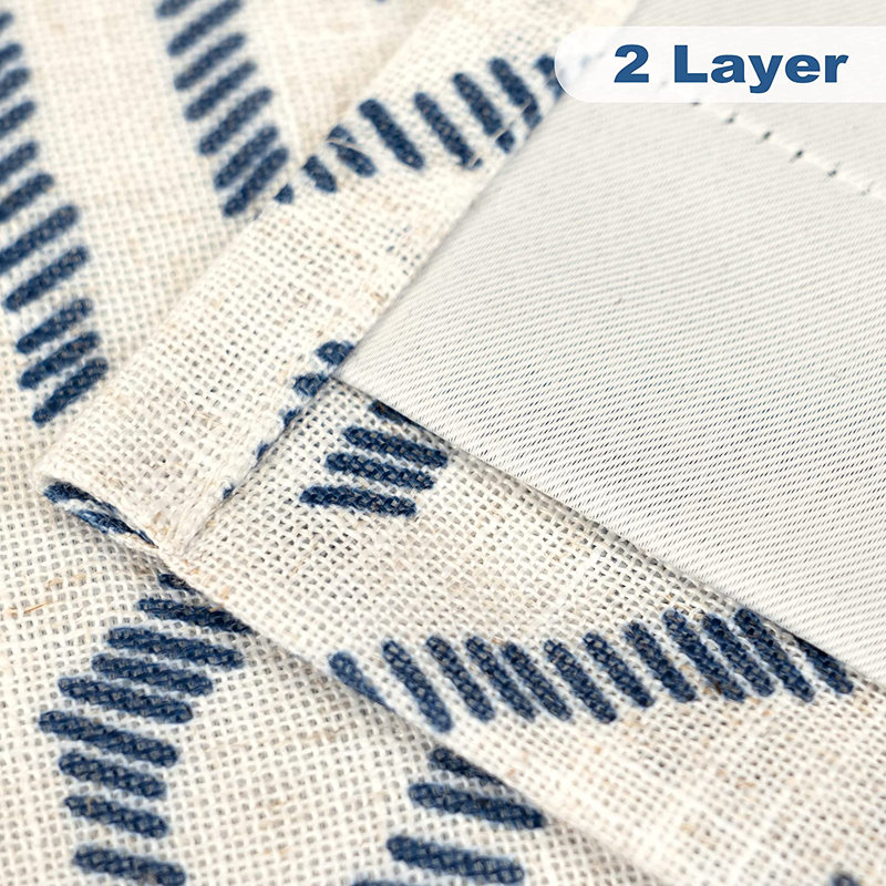 Navy and White Linen Blend Striped Window Valance, 52" x 18"