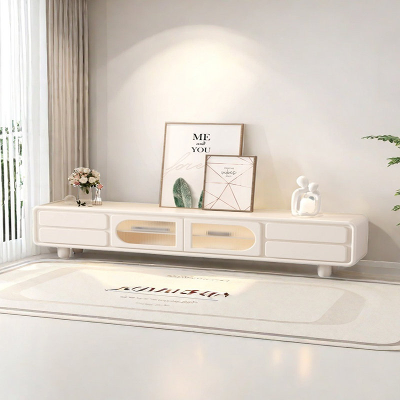 Meuble télé de style crème avec laque piano, 86.61"