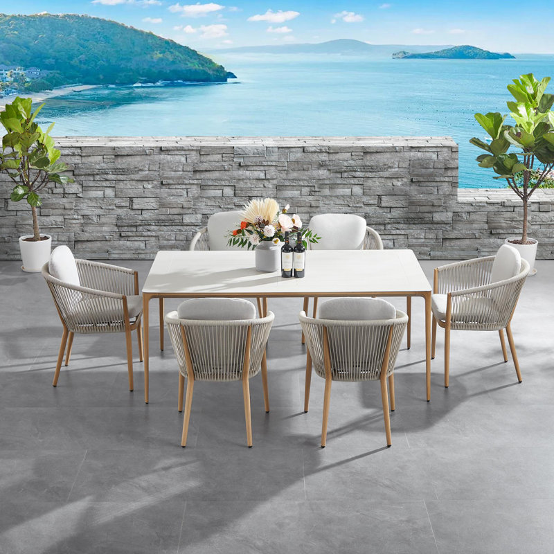 Turin 70.9'' Rectangular 6 - Person Outdoor Dining Set with Cushions