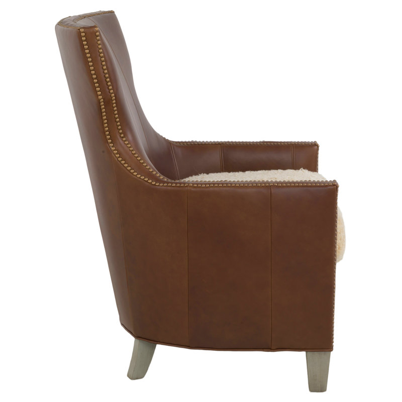 Wingback Chair, Mica, Small Nickel, 1115 Saddle