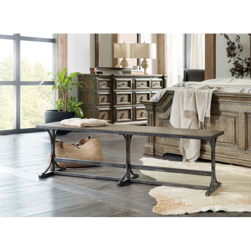 LaGrange Traditional Black/Brown Oak Veneer Bed Bench with Storage