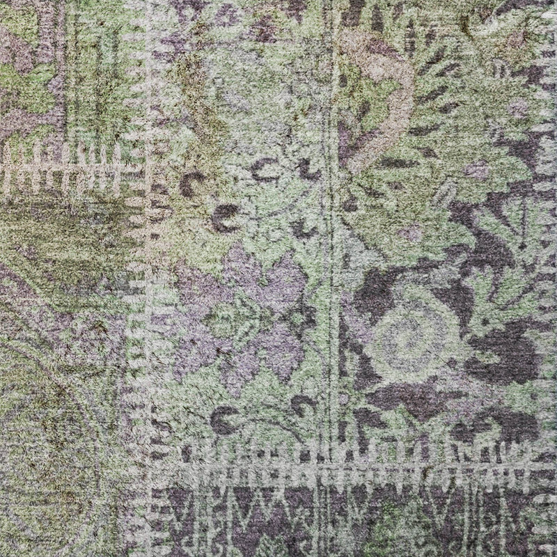 Tapis à poil long de qualité supérieure lavable à la machine ADS635, Green, 3' x 5'