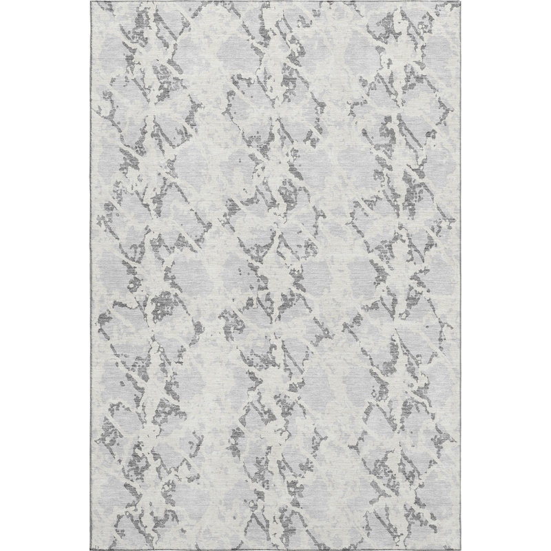 Premium Machine Washable Prisco Silver Rug, Rectangle 8' x 10'