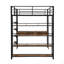 Lit mezzanine en métal avec bureau et tablettes, noir-709070042