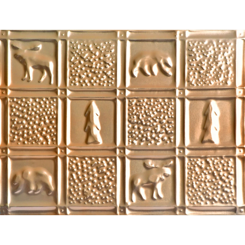 Gwen's Cabin  21" x 16" Tin Plated Steel - Wall and Backsplash Tile, Lincoln Copper