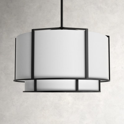 6 - Light Metal Dimmable Drum Chandelier