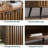 Walnut Fluted Sideboard Buffet With Metal Legs & Adjustable Shelf