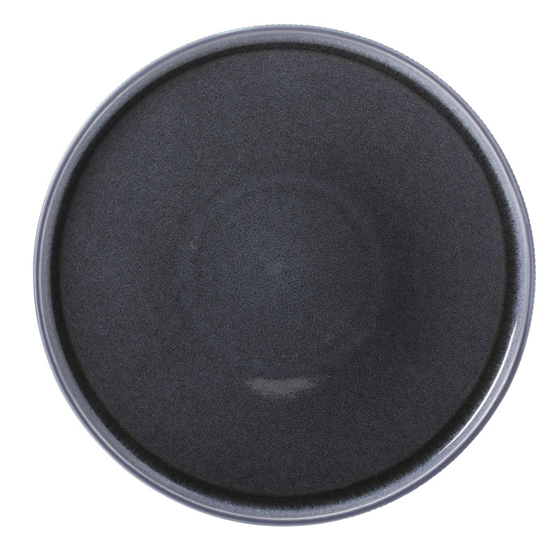 Service de vaisselle 12 pièces Gibson Elite Redrock Canyon pour 4 personnes, assiettes et bols en glacis réactif, va au lave-vaisselle et au micro-ondes, bleu marine