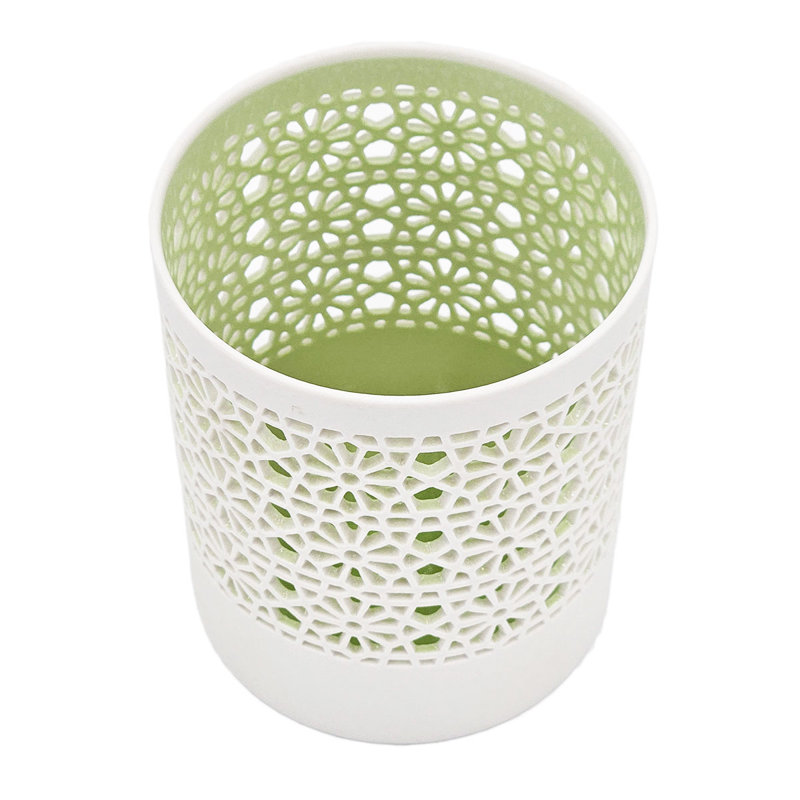 5'' H Tabletop Votive Holder, White/Green