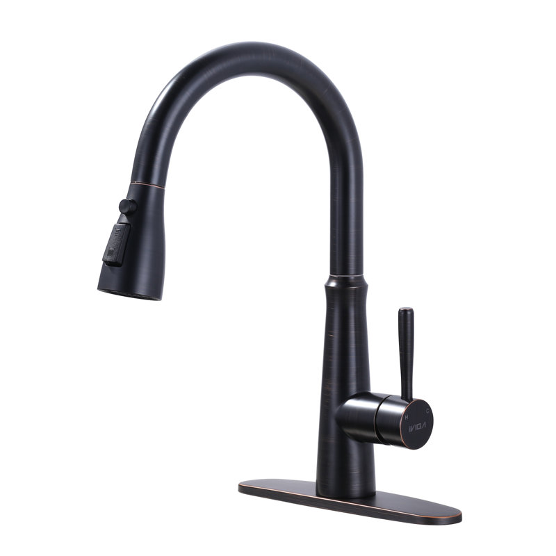 Pull Down Single Handle Kitchen Faucet with Advanced Spray, Oil Rubbed Bronze