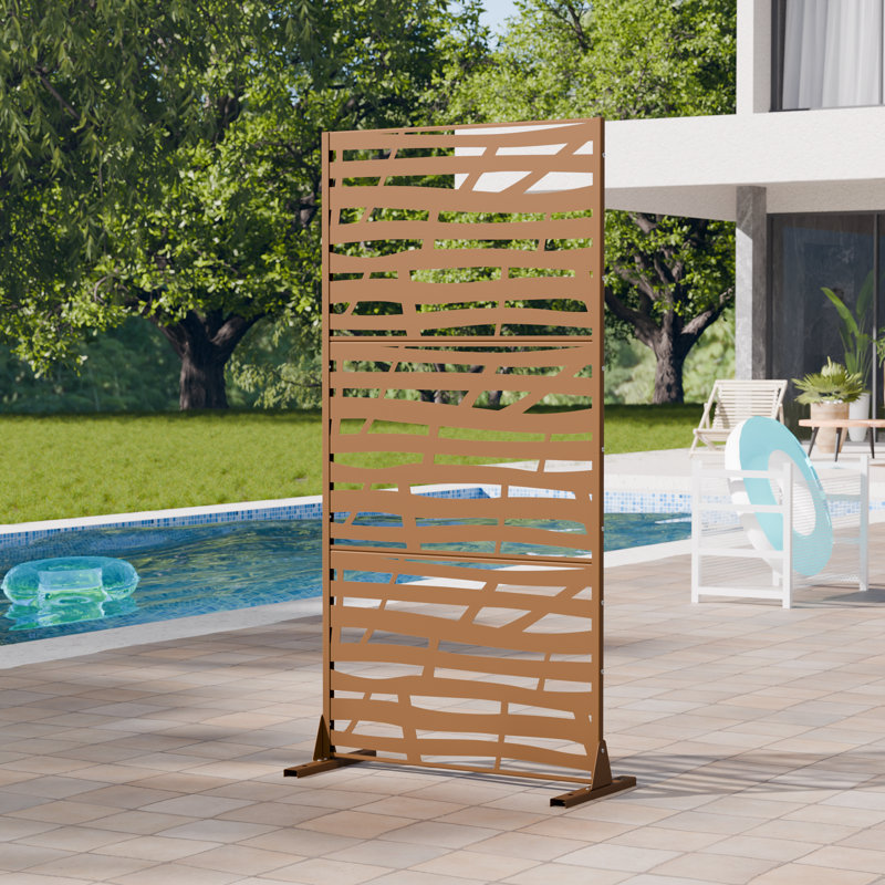 Écrans d'intimité d'extérieur en métal 72 po x 35,5 po Jungle, Brun, H 72 po x l 35,5 po x P 16 po