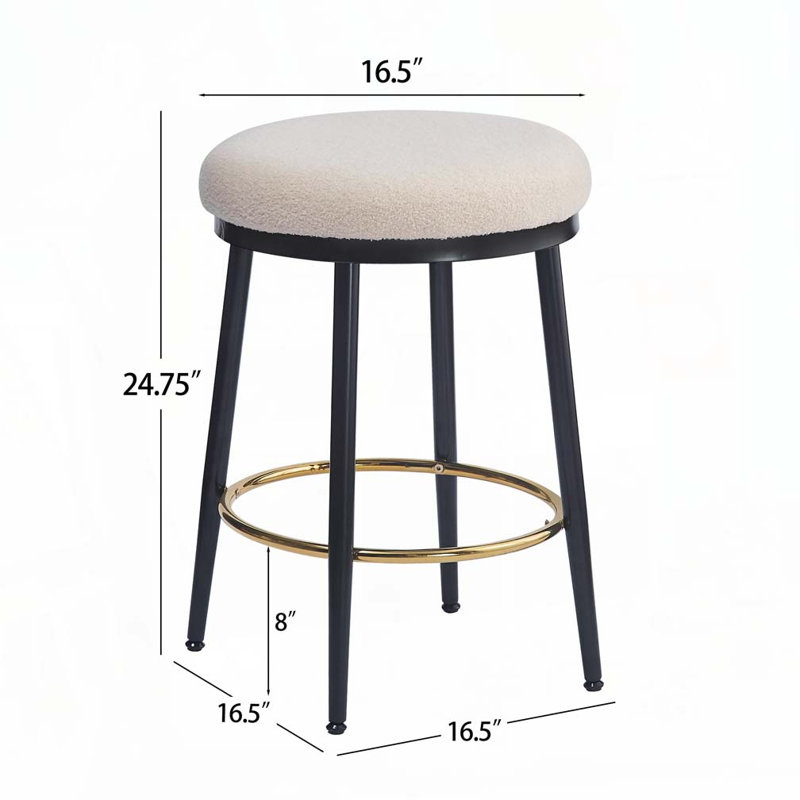 Tabouret de comptoir moderne 24,75 po Yamanda, Blanc, Ensemble de 4