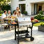 Barbecue au gaz propane à 4 brûleurs, barbecue de 48 000 BTU avec couvercle, tablettes latérales et roues pliables, barbecue extérieur pour les soirées barbecue dans la cour et sur la terrasse