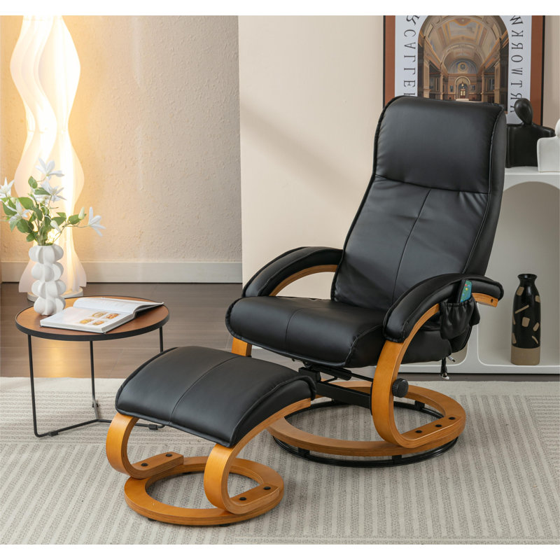 Emily 67cm Wide Swivel Ergonomic Recliner, Black