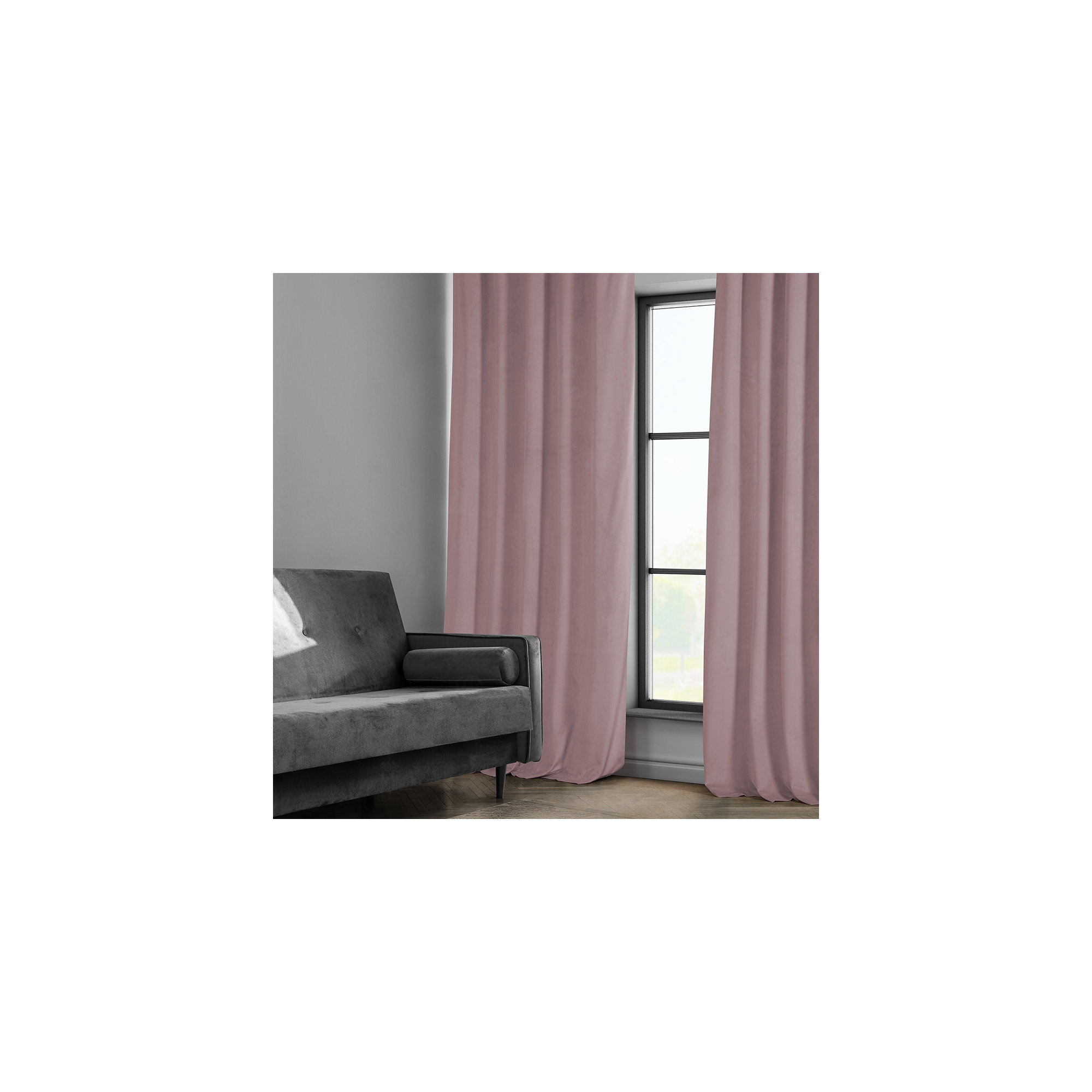 Matra Plush Velvet Curtains for Bedroom - Room Darkening Curtains for Living Room Window Single Panel, Ballet Pink